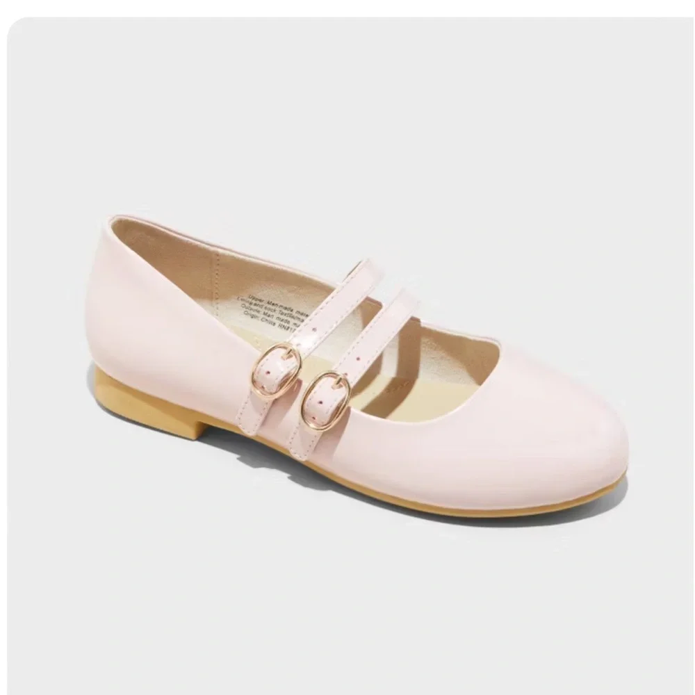 Kids' Pink Amelia Double Buckle Mary Jane Flats - Cat & Jack™